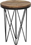 Reclaimed Wood Round End Table with Hairpin Metal Legs - Aubrey