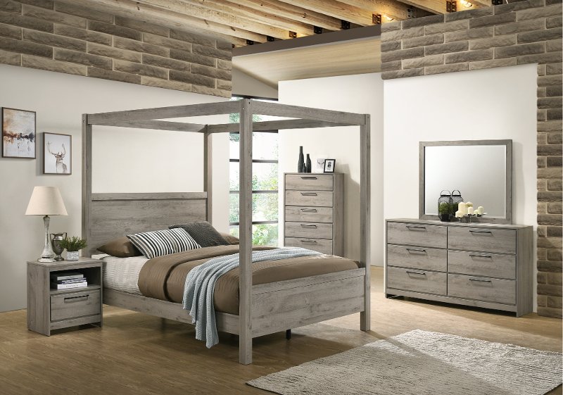 Modern Light Gray 4 Piece King Bedroom Set Alix