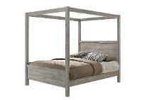 Modern Light Gray King Canopy Bed - Alix