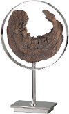 Faux Driftwood and Polished Nickel Metal Sculpture on Stand
