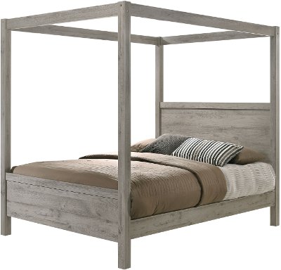 Modern Light Gray Twin Canopy Bed - Alix