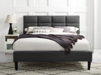 Modern Gray Upholstered Queen Platform Bed - Charlotte
