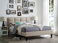 Modern Beige Upholstered Full Platform Bed - Charlotte