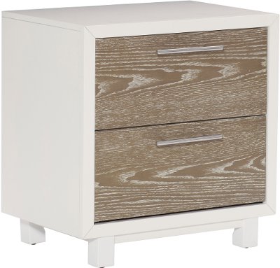 Modern White and Oak Nightstand - Brampton