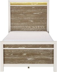 Modern White and Oak Full Size Bed - Brampton