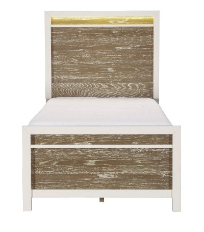 Modern White and Oak Full Size Bed - Brampton