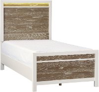 Modern White and Oak Twin Bed - Brampton