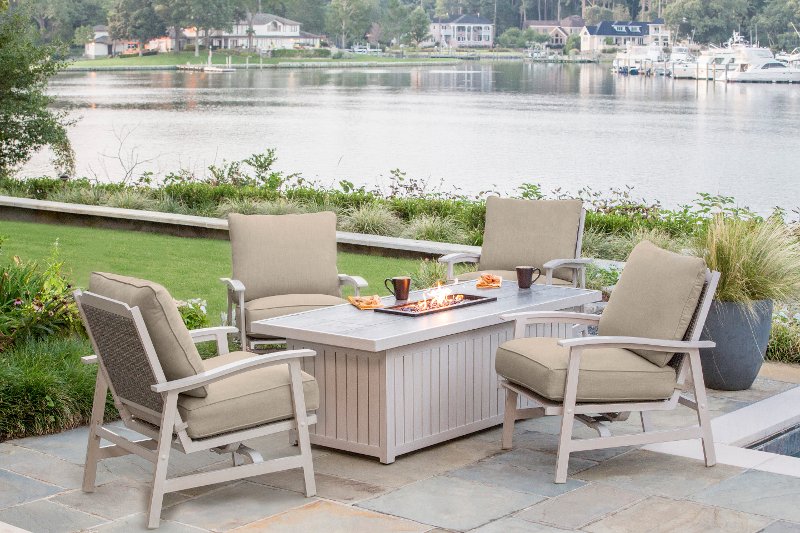 White Washed Fire Pit Patio Set Lake House Rc Willey Furniture