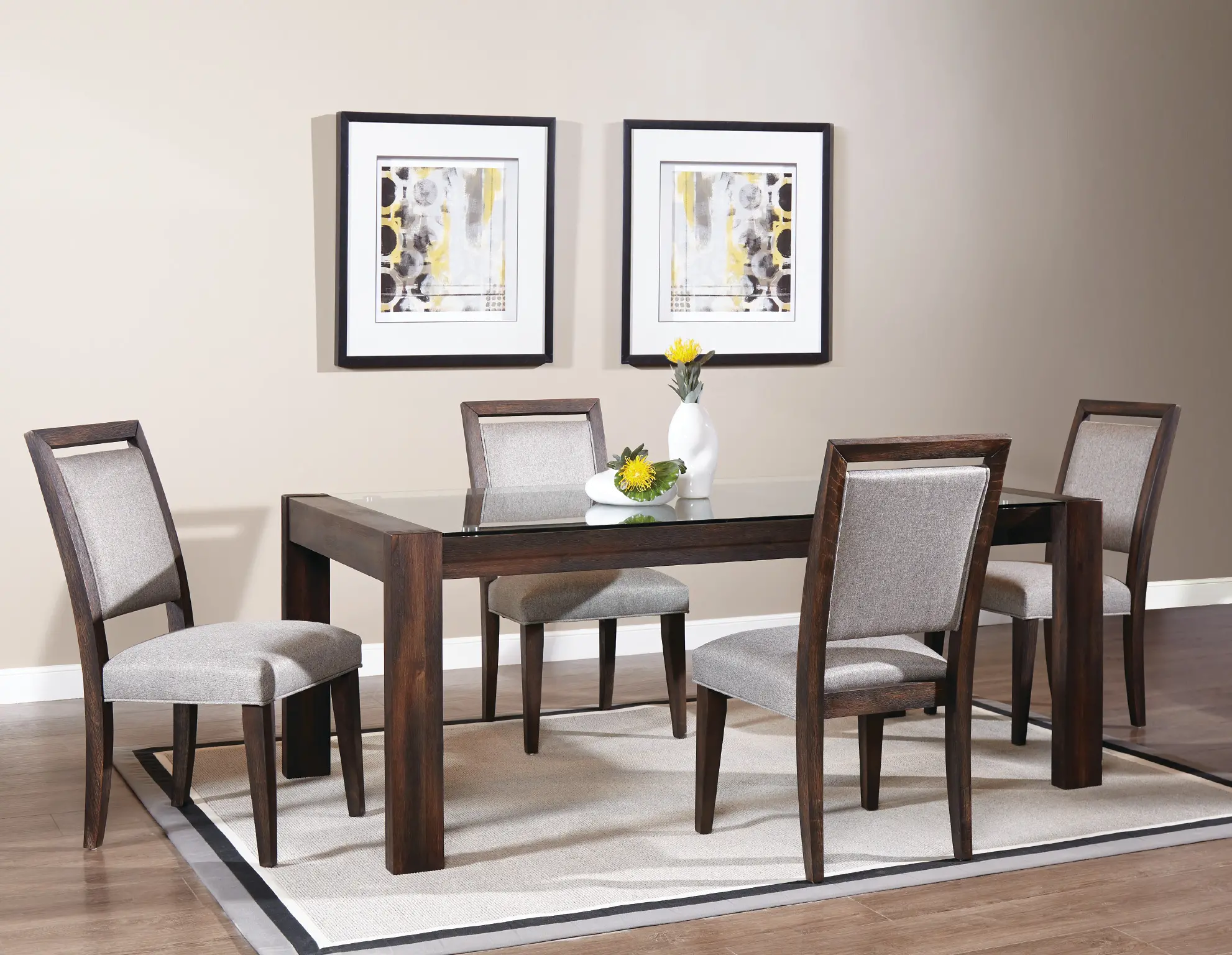 Contemporary Dark Brown 5 Piece Dining Set - Marquee-1