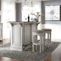 Antique White Bar Cabinet - Magnolia Manor-3