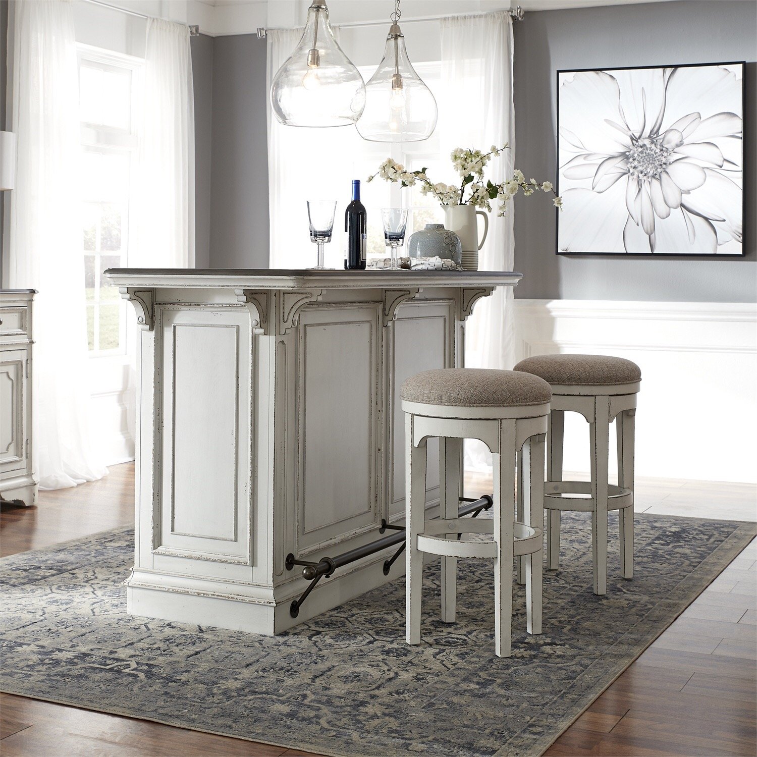 Magnolia Manor Antique White Bar Cabinet-3