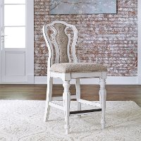 Magnolia Manor Classic White and Ivory Counter Height Stool-1
