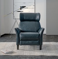 SEA Blue Leather-Match Push Back Recliner - Galaxy