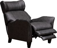 Steel Gray Leather-Match Push Back Recliner - Galaxy-2
