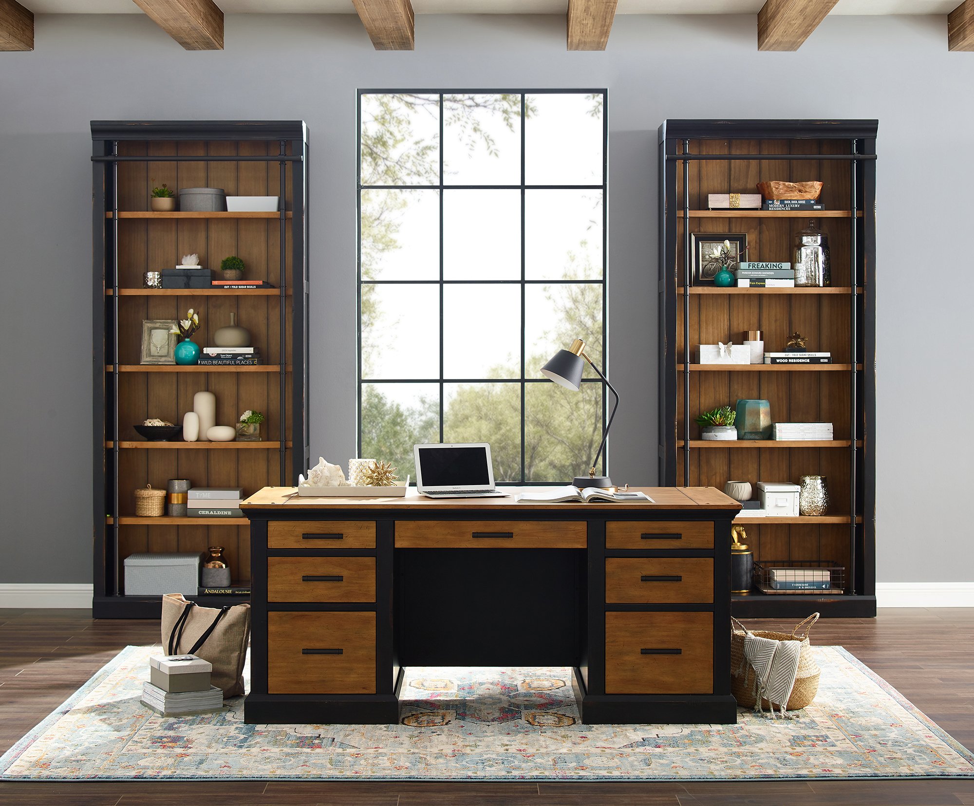 Toulouse Brown and Black Home Office Desk-3
