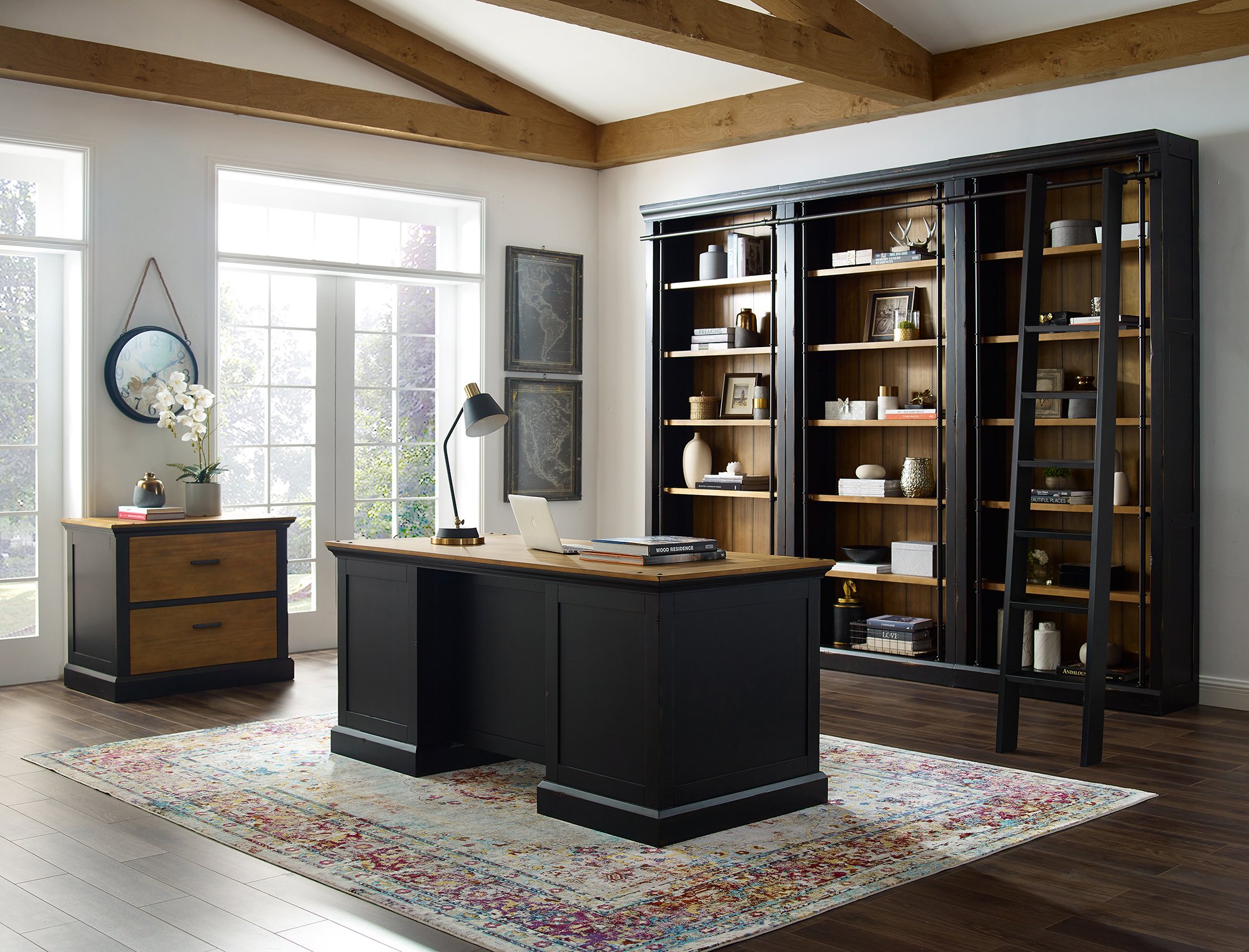 Toulouse Natural Brown and Black Lateral File Cabinet-2