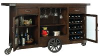 Mahogany Wood and Metal Bar Cart - Trolley-2