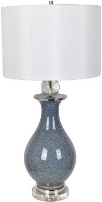 Crystal and Blue Crackle Ceramic Table Lamp