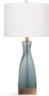 Frosted Blue Glass Table Lamp with Brushed Silver Base
