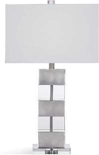 Silver and Crystal Striped Table Lamp - Elara