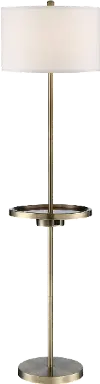 Antique Brass Floor Lamp with Tray, USB and Outlet