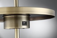 Antique Brass Floor Lamp with Tray, USB and Outlet-2