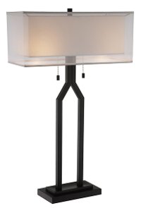 Black Metal Table Lamp with Dual Pull Chains