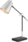 Brushed Nickel and Black Desk Lamp with Wireless Charging