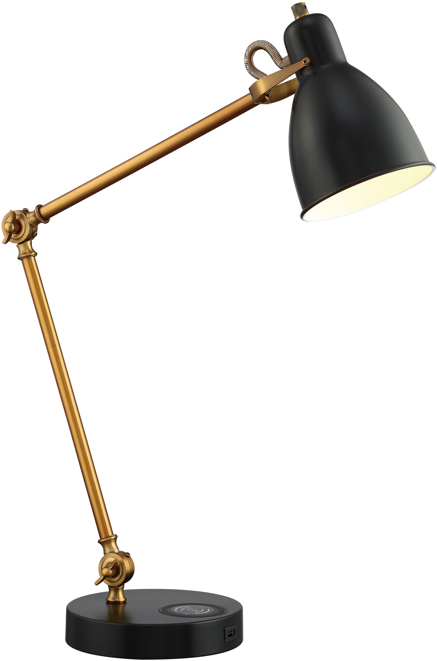 Antique Bronze and Black Desk Lamp with Wireless Charging-1