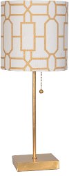 20 Inch Gold Leaf Metal Table Lamp with Pull Chain