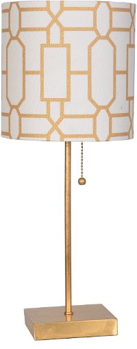 20 Inch Gold Leaf Metal Table Lamp with Pull Chain