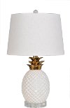 22 Inch Glossy White and Gold Plated Pineapple Table Lamp