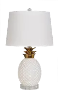 22 Inch Glossy White and Gold Plated Pineapple Table Lamp