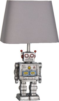 Antique Silver Robot Table Lamp