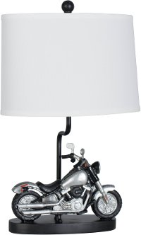Black and Silver Motorcycle Table Lamp