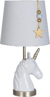 19 Inch Glossy White and Bronze Gold Unicorn Table Lamp
