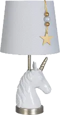19 Inch Glossy White and Bronze Gold Unicorn Table Lamp