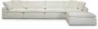 Pearl White 5 Piece Sectional Sofa with Ottoman - Peyton