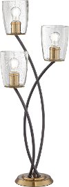 Clearance Gun Metal, Antique Brass and Glass Uplight Table Lamp