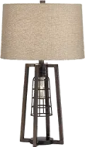 Aged Nickel Caged 2-Light Table Lamp - Julian