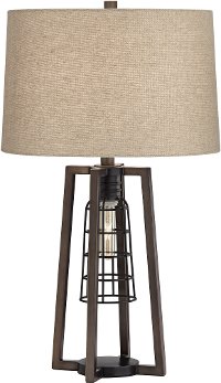 Aged Nickel Caged 2-Light Table Lamp - Julian