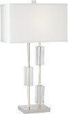 Polished Nickel Table Lamp with 3 Crystal Rectangles