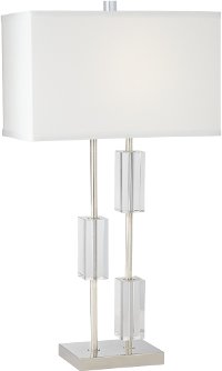 Polished Nickel Table Lamp with 3 Crystal Rectangles