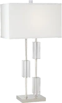 Polished Nickel Table Lamp with 3 Crystal Rectangles
