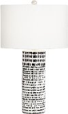 White Ceramic Table Lamp with Black Stripes
