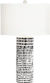 White Ceramic Table Lamp with Black Stripes