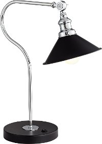Black and Polished Steel Swing Down Bridge Desk Lamp