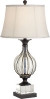 Black Bronze and Caged Clear Glass Table Lamp