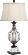 Black Bronze and Caged Clear Glass Table Lamp