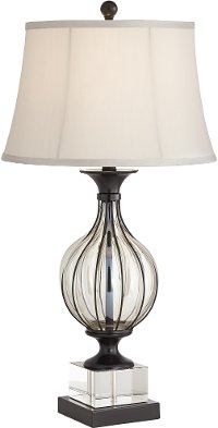 Black Bronze and Caged Clear Glass Table Lamp